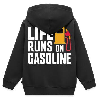 Life Runs On Gasoline Design - Kinder Premium Organic Zip Hoodie - Schwarz - Hinten - AI Model Kid Male (0cm)