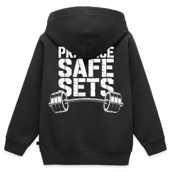 Sichere Sätze Trainieren - Kinder Premium Organic Zip Hoodie - Schwarz - Hinten - AI Model Kid Male (0cm)