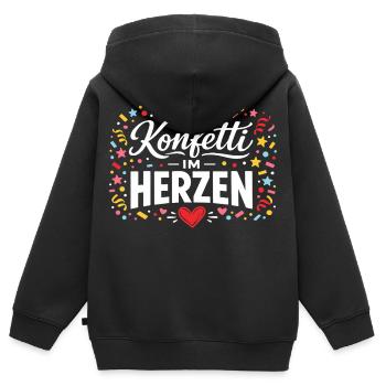 Confettis dans le costume d’Alaaf Helau en cœur - Sweat Premium à capuche zippé enfant bio - noir - Dos - AI Model Kid Male (0cm)