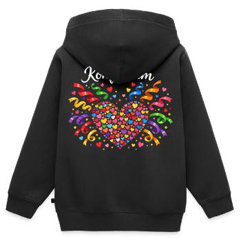 Confettis en cœur, costume féminin Alaaf - Sweat Premium à capuche zippé enfant bio - noir - Dos - AI Model Kid Male (0cm)