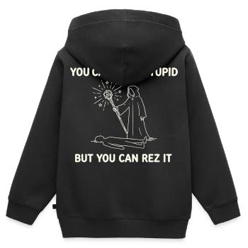 Tu ne peux pas réparer la stupidité – Conception de guérisseur de magicien - Sweat Premium à capuche zippé enfant bio - noir - Dos - AI Model Kid Male (0cm)