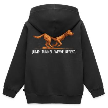 Agility Labrador Jump Tunnel Repeat - Kinder Premium Organic Zip Hoodie - Schwarz - Hinten - AI Model Kid Male (0cm)