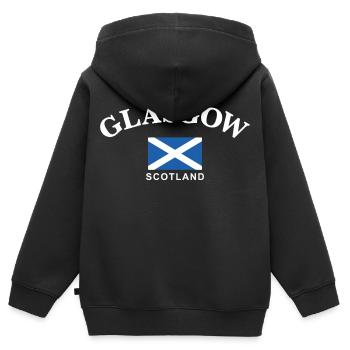 Glasgow, Écosse - Sweat Premium à capuche zippé enfant bio - noir - Dos - AI Model Kid Male (0cm)