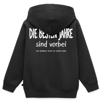 Die Besten Jahre Sind Vorbei - Kinder Premium Organic Zip Hoodie - Schwarz - Hinten - AI Model Kid Male (0cm)
