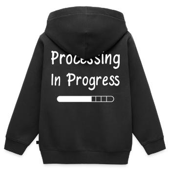 Instruction de la barre de chargement en cours de traitement - Sweat Premium à capuche zippé enfant bio - noir - Dos - AI Model Kid Male (0cm)