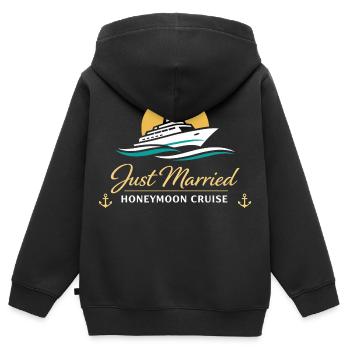 Flitterwochen Just Married Geschenk Paare - Kinder Premium Organic Zip Hoodie - Schwarz - Hinten - AI Model Kid Male (0cm)