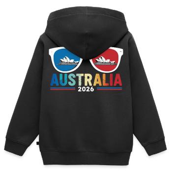 Australien Sydney Oper Sonnenbrille 2026 - Kinder Premium Organic Zip Hoodie - Schwarz - Hinten - AI Model Kid Male (0cm)