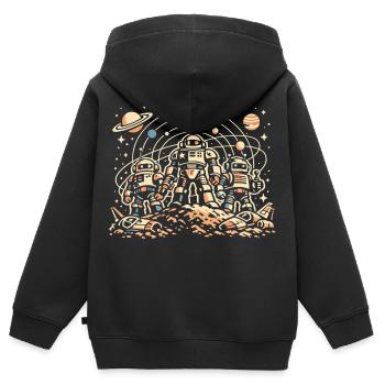 Astronauts on the orbital moon - Kids Premium Organic Zip-up Hoodie - black - Back - AI Model Kid Male (0cm)