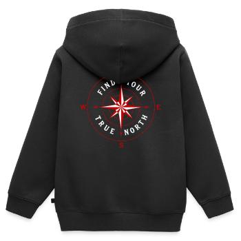 Find Your True North Kompass Kompassrose Symbol - Kinder Premium Organic Zip Hoodie - Schwarz - Hinten - AI Model Kid Male (0cm)