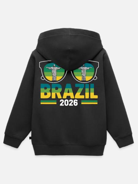 Brasilien 2026 Christusstatue Sonnenbrille - Kinder Premium Organic Zip Hoodie - Schwarz