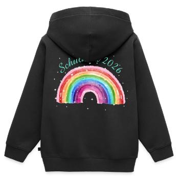 Regenbogen mit Sternchen - Schulkind 2026 Pastell - Kinder Premium Organic Zip Hoodie - Schwarz - Hinten - AI Model Kid Male (0cm)