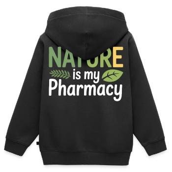 Zertifizierte Klinisch-Organische Pharmazeutische - Kinder Premium Organic Zip Hoodie - Schwarz - Hinten - AI Model Kid Male (0cm)