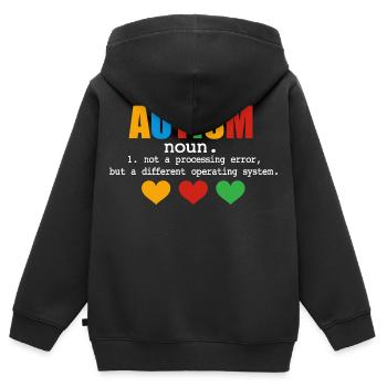 Définition de l’autisme - Sweat Premium à capuche zippé enfant bio - noir - Dos - AI Model Kid Male (0cm)