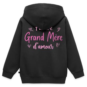 Future grand mère d'amour - Cadeau grand mère - Sweat Premium à capuche zippé enfant bio - noir - Dos - AI Model Kid Male (0cm)