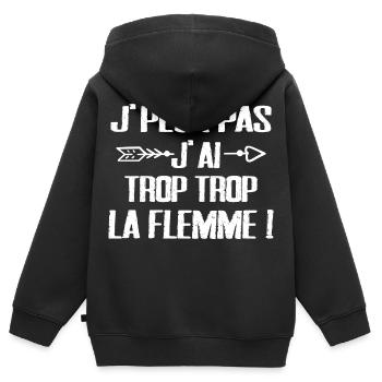 J'peux Pas J'ai trop trop La Flemme - Sweat Premium à capuche zippé enfant bio - noir - Dos - AI Model Kid Male (0cm)