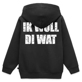 Funny Low German saying - Kids Premium Organic Zip-up Hoodie - black - Back - AI Model Kid Male (0cm)