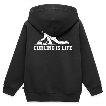 Curling Is Life Winter Sports Fan - Sweat Premium à capuche zippé enfant bio - noir - Dos - AI Model Kid Male (0cm)