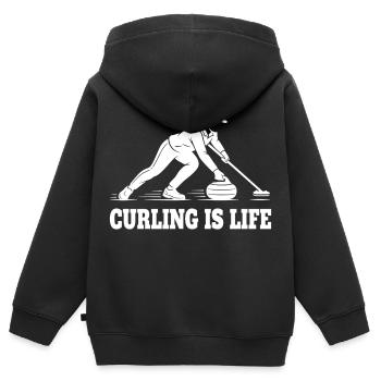 Curling  Is Life Wintersport Fan - Kinder Premium Organic Zip Hoodie - Schwarz - Hinten - AI Model Kid Male (0cm)