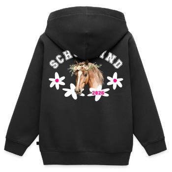 Schulkind Pferd Einschulung 2026 - Kinder Premium Organic Zip Hoodie - Schwarz - Hinten - AI Model Kid Male (0cm)