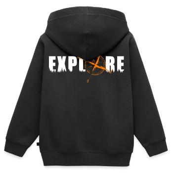 Explore Motiv mit einem Kompass - Kinder Premium Organic Zip Hoodie - Schwarz - Hinten - AI Model Kid Male (0cm)