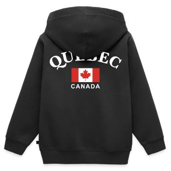 Québec, Canada - Sweat Premium à capuche zippé enfant bio - noir - Dos - AI Model Kid Male (0cm)