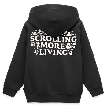Hör auf, Offline-Zitate zu vernichten und zu scrollen. - Kinder Premium Organic Zip Hoodie - Schwarz - Hinten - AI Model Kid Male (0cm)