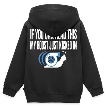Mon boost vient de se déclencher Turbo Snail - Sweat Premium à capuche zippé enfant bio - noir - Dos - AI Model Kid Male (0cm)