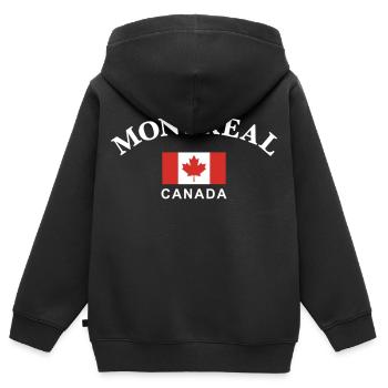 Montreal, Kanada - Kinder Premium Organic Zip Hoodie - Schwarz - Hinten - AI Model Kid Male (0cm)
