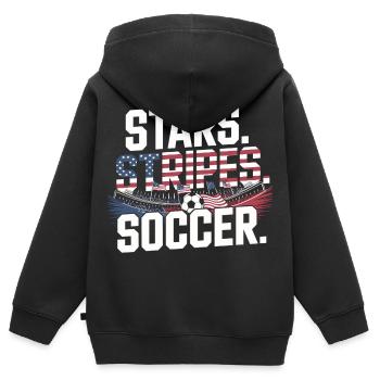 Stars Stripes Soccer – USA Fußball Fan - Kinder Premium Organic Zip Hoodie - Schwarz - Hinten - AI Model Kid Male (0cm)