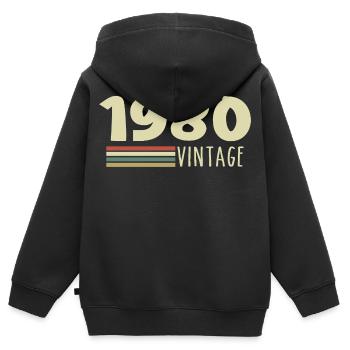 1980-Jubiläum-1980-Retro-1980 - Kinder Premium Organic Zip Hoodie - Schwarz - Hinten - AI Model Kid Male (0cm)