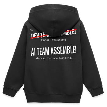 AI Team Assemble – Typography - Kids Premium Organic Zip-up Hoodie - black - Back - AI Model Kid Male (0cm)