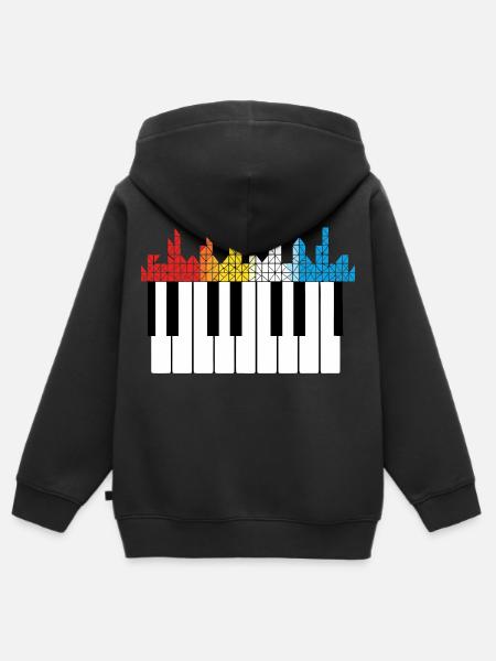 Klaviertasten Farbexplosion Musik - Kinder Premium Organic Zip Hoodie - Schwarz