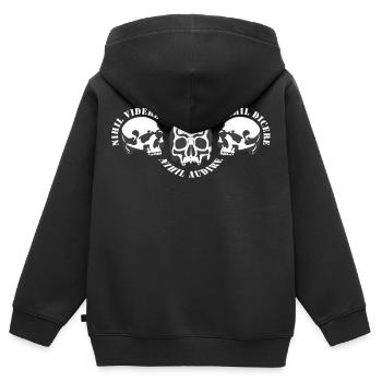 Drei Schädel – Schädel-Trio - Kinder Premium Organic Zip Hoodie - Schwarz - Hinten - AI Model Kid Male (0cm)