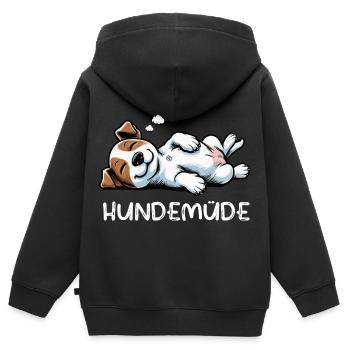 Hundemüde Jack Russel terrier Jack russel besitzer - Kinder Premium Organic Zip Hoodie - Schwarz - Hinten - AI Model Kid Male (0cm)