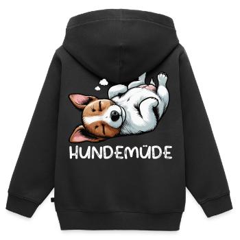 Hundemüde Jack Russel terrier Jack russel besitzer - Kinder Premium Organic Zip Hoodie - Schwarz - Hinten - AI Model Kid Male (0cm)
