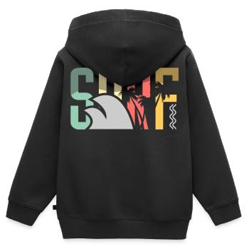Surf Surfen Surfer - Kinder Premium Organic Zip Hoodie - Schwarz - Hinten - AI Model Kid Male (0cm)