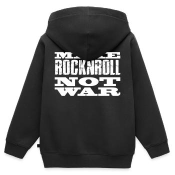 RocknRoll statt Krieg - Kinder Premium Organic Zip Hoodie - Schwarz - Hinten - AI Model Kid Male (0cm)