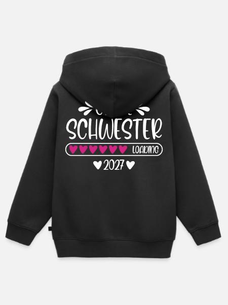 Große Schwester 2027 loading - Kinder Premium Organic Zip Hoodie - Schwarz