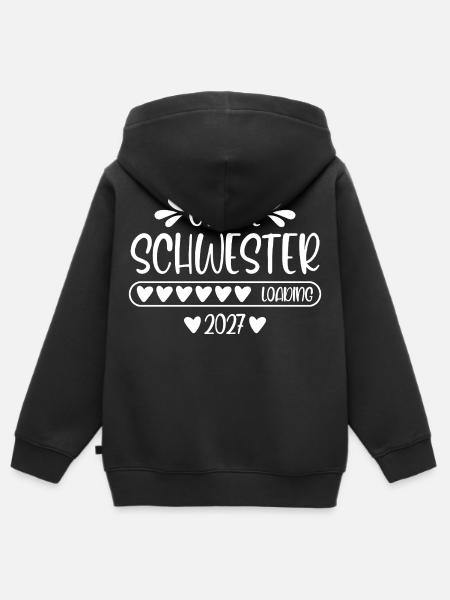 Große Schwester 2027 loading - Kinder Premium Organic Zip Hoodie - Schwarz