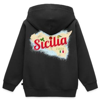 Sizilien Italien Vintage Insel Souvenir mit Fahne - Kinder Premium Organic Zip Hoodie - Schwarz - Hinten - AI Model Kid Male (0cm)