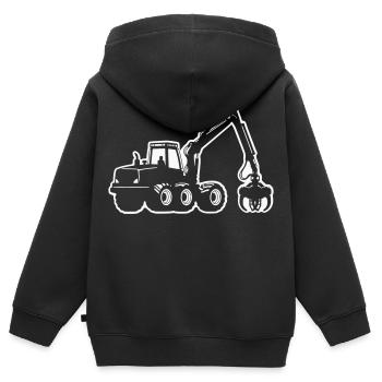 Harvester Silhouette - Kinder Premium Organic Zip Hoodie - Schwarz - Hinten - AI Model Kid Male (0cm)