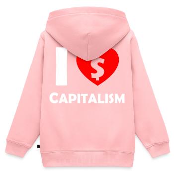 Ich liebe Kapitalismus Herz Dollar - Kinder Premium Organic Zip Hoodie - Rosa - Hinten - AI Model Kid Female (0cm)