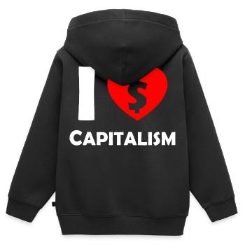 Ich liebe Kapitalismus Herz Dollar - Kinder Premium Organic Zip Hoodie - Schwarz - Hinten - AI Model Kid Male (0cm)