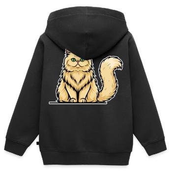 Cremefarbene Perserkatze Langhaariges Vintage-Porträt - Kinder Premium Organic Zip Hoodie - Schwarz - Hinten - AI Model Kid Male (0cm)