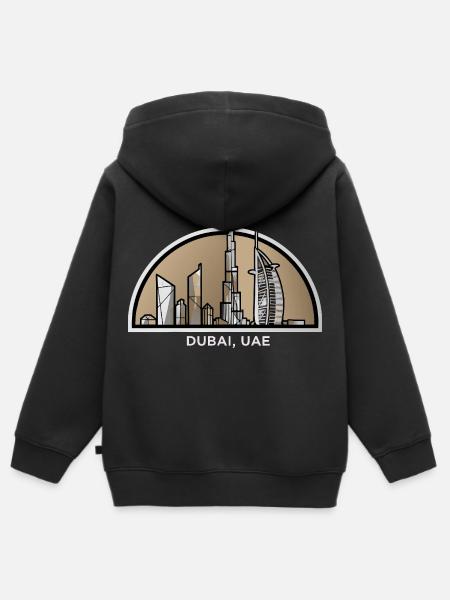 Dubai Skyline Burj Khalifa Wüstenmetropole - Kinder Premium Organic Zip Hoodie - Schwarz