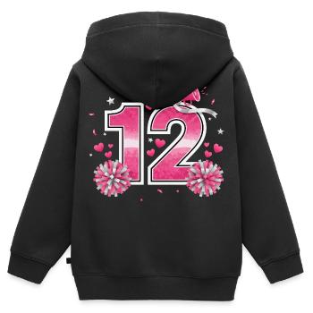 12 anniversaires de la pom-pom girl - Sweat Premium à capuche zippé enfant bio - noir - Dos - AI Model Kid Male (0cm)