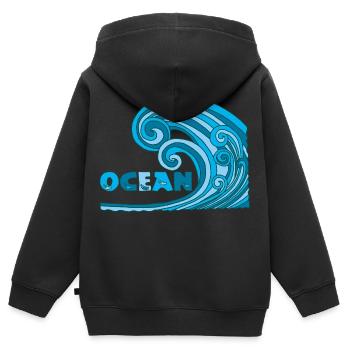 La vague - Sweat Premium à capuche zippé enfant bio - noir - Dos - AI Model Kid Male (0cm)