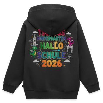 Tschüss Kindergarten Hallo Schule 2026 - Kinder Premium Organic Zip Hoodie - Schwarz - Hinten - AI Model Kid Male (0cm)