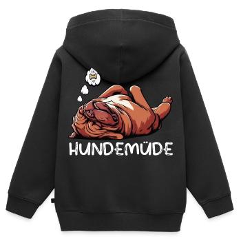 Hundemüde Bordeaux Dogge Bordeauxs Bordeaux Doggen - Kinder Premium Organic Zip Hoodie - Schwarz - Hinten - AI Model Kid Male (0cm)
