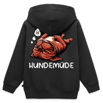 Hundemüde Bordeaux Dogge Bordeauxs Bordeaux Doggen - Kinder Premium Organic Zip Hoodie - Schwarz - Hinten - AI Model Kid Male (0cm)
